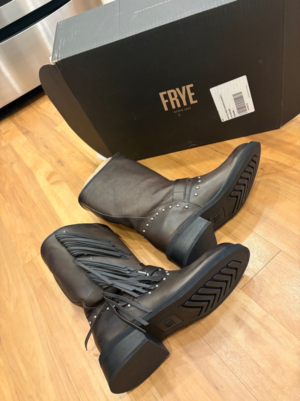 NWT FRYE Viv Engineer Boots - Studded Fringe Leather Mid-Calf SALE 1 day ONLY - Picture 12 of 12